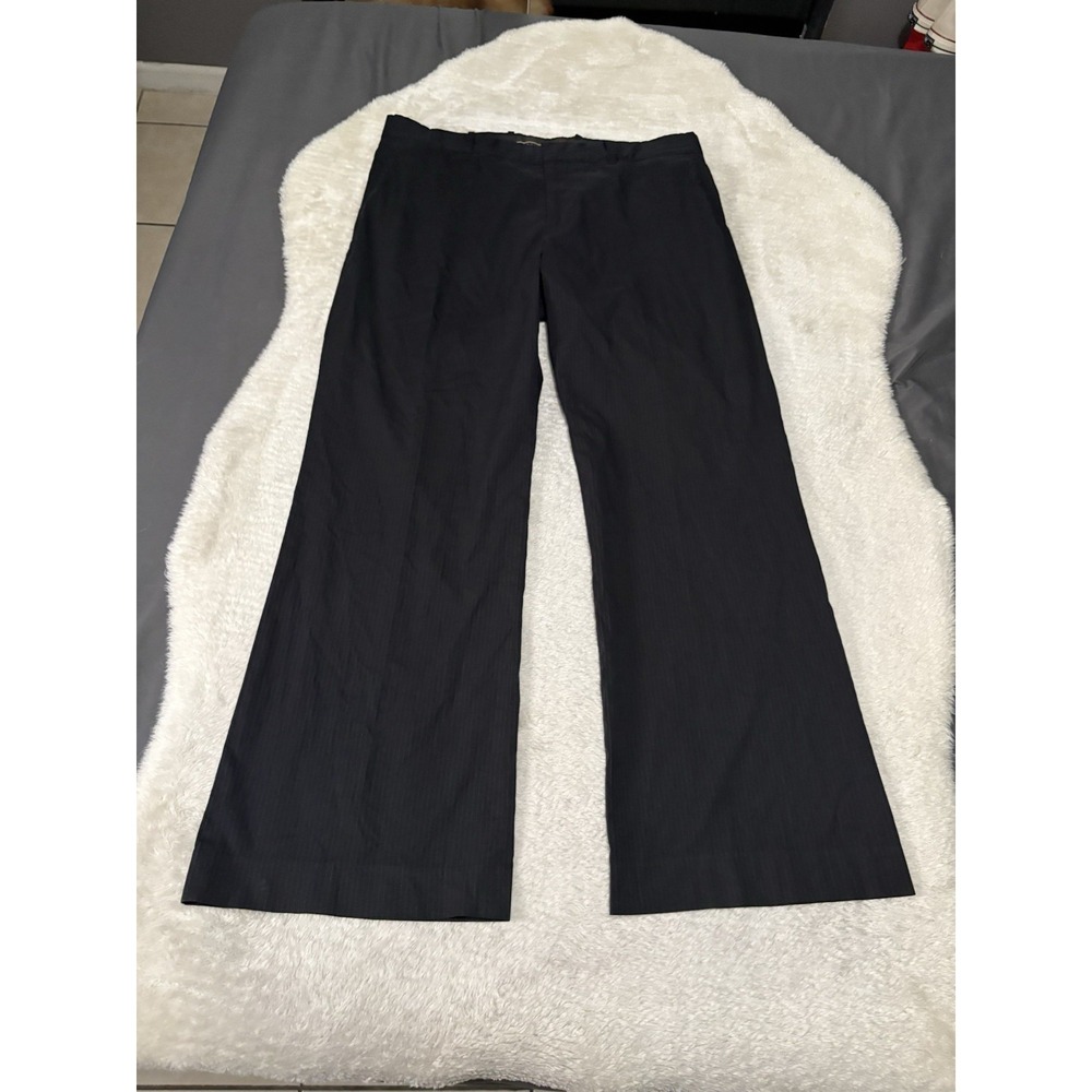 Theory Womens Wide Leg Pinstripe Black Business Work Pants Size 36